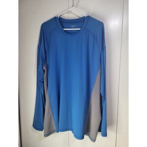 Lands' End Men's XXL Blue Gray Long Sleeve Sun Protection Tee Rash Guard Shirt
